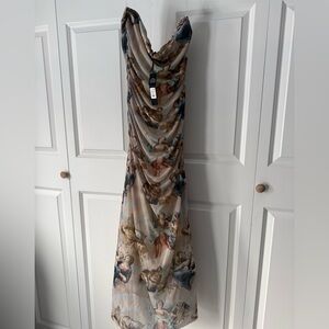 Fashion Nova Artistic Print Strapless Dress